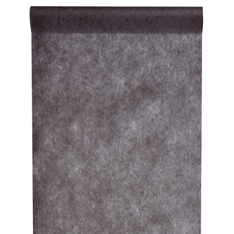Chemin de table noir polyester non tissé, en rouleau de 10 mètres x largeur  30 cm.