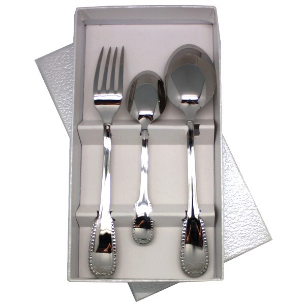 Coffret cadeau couverts bébé en inox Perles Loupyo