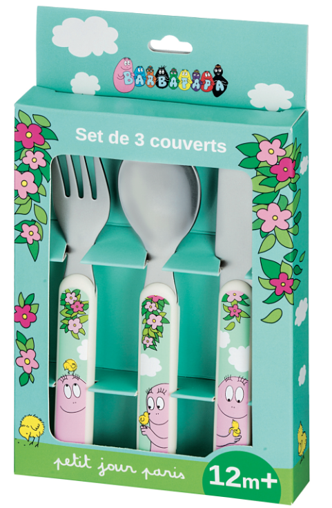 Couverts Barbapapa Pour Bebe Set De 3 Pieces Couverts Barbapapa Pour Bebe Set De 3 Pieces