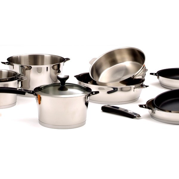 Cuisinox Asana - Set Di 2 Manici Rimovibili In Bachelite E Acciaio Inox Per Pentole E Padelle
