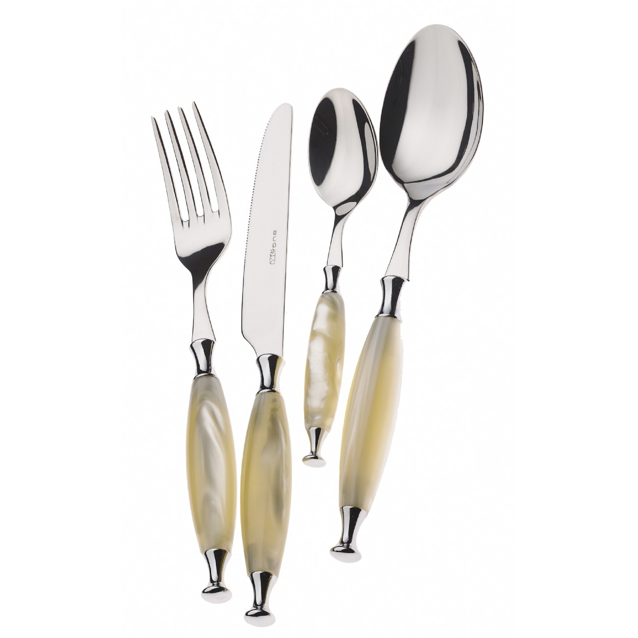 Couverts Country Casa Bugatti Ivoire moiré set de 24 pièces.