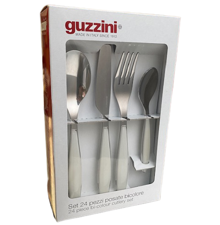 Guzzini Feeling - Ménagère 24 Pièces En Acier Inox Et Plastique Bicolore, Design Élégant Par Robin Levien