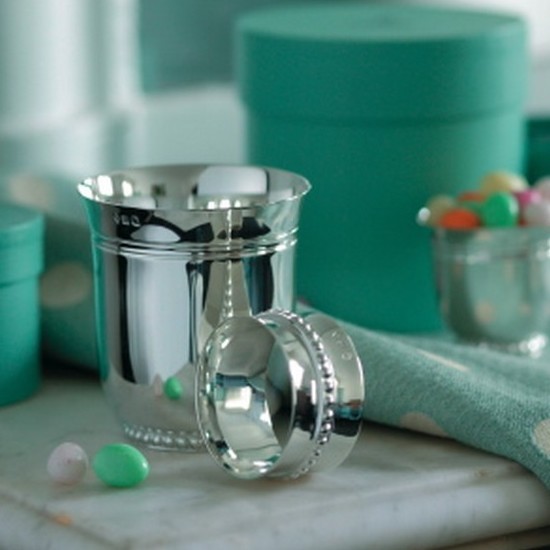 Timbale en argent massif, marque "Ercuis", modèle "Perles".