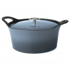 Cocotte ronde bleu denim Volcan Cuisinox avec couvercle, diam 20 cm