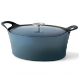 Cocotte ovale bleue denim Volcan Cuisinox avec couvercle, diam 29 cm