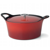 Cocotte ronde rouge Volcan Cuisinox avec couvercle, diam 24 cm