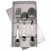 Coffret cadeau couverts bébé en inox "Perles" Loupyo