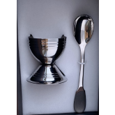 2 pièces: coquetier et cuillère en inox UNI