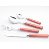 Set de 24 pièces: couverts en inox italiens Zara Rivadossi. Manches orange.