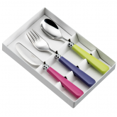 Coffret couverts enfant Helios 3 pièces Fuchsia-Violet-Anis