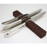 Rangement argenterie: Support Marron pour 12 couteaux de table ou à dessert. 