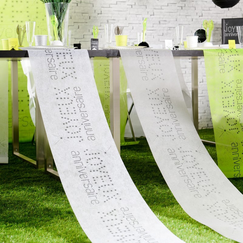 Chemin De Table Blanc Joyeux Anniversaire