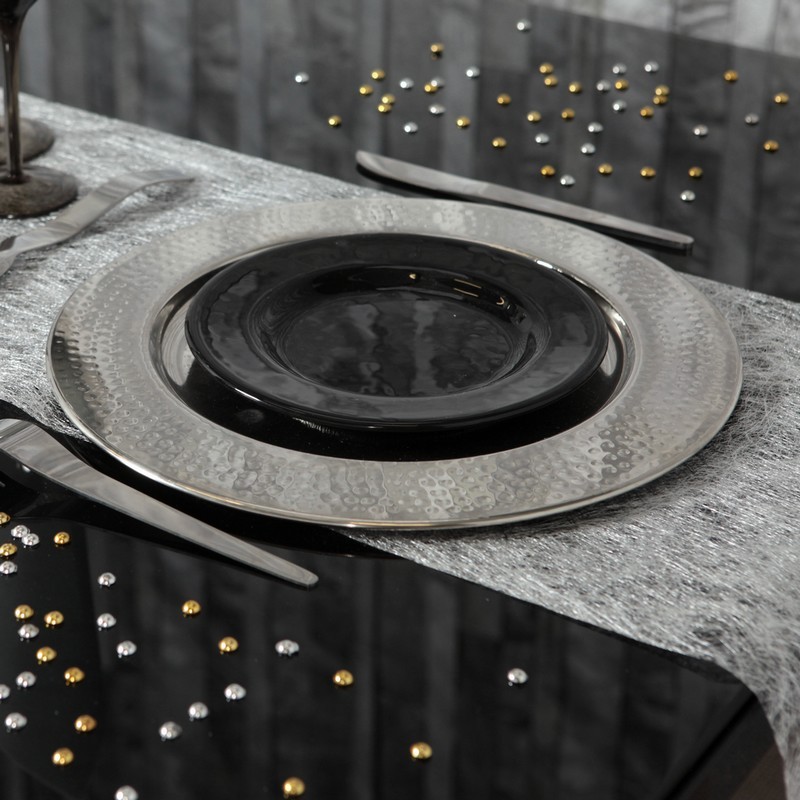 Chemin De Table Modele Fanon Gris Metallise