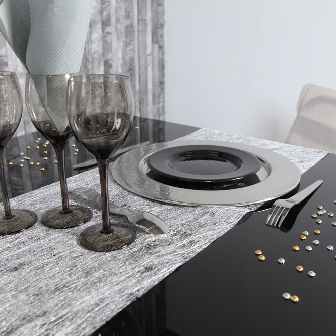 Chemin De Table Modele Fanon Gris Metallise
