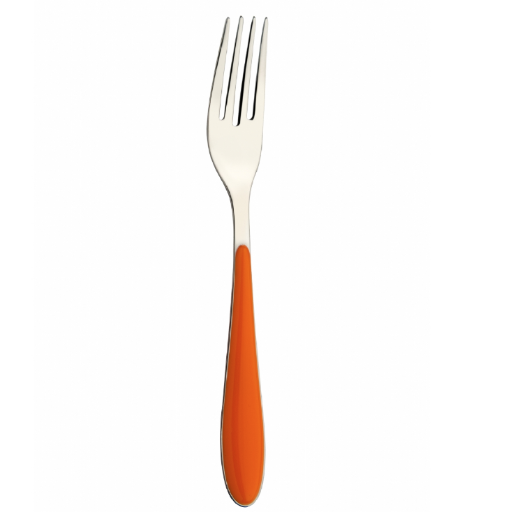 Lot De 6 Fourchettes à Dessert Bugatti Glamour - Acier Inox 18/10, Poignée Orange, Boîte Cadeau Fourchettes Lave-vaisselle