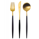 Set of 24 pieces Goa Gold matte and handle Black Cutipol with case