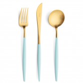 Set of 24 pieces Goa Cutipol Turquoise and brushed stainless steel
