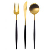 Set of 24 pieces Goa Gold matte and handle Black Cutipol with case