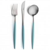 Set of 24 pieces Goa Cutipol turquoise and brushed stainless steel