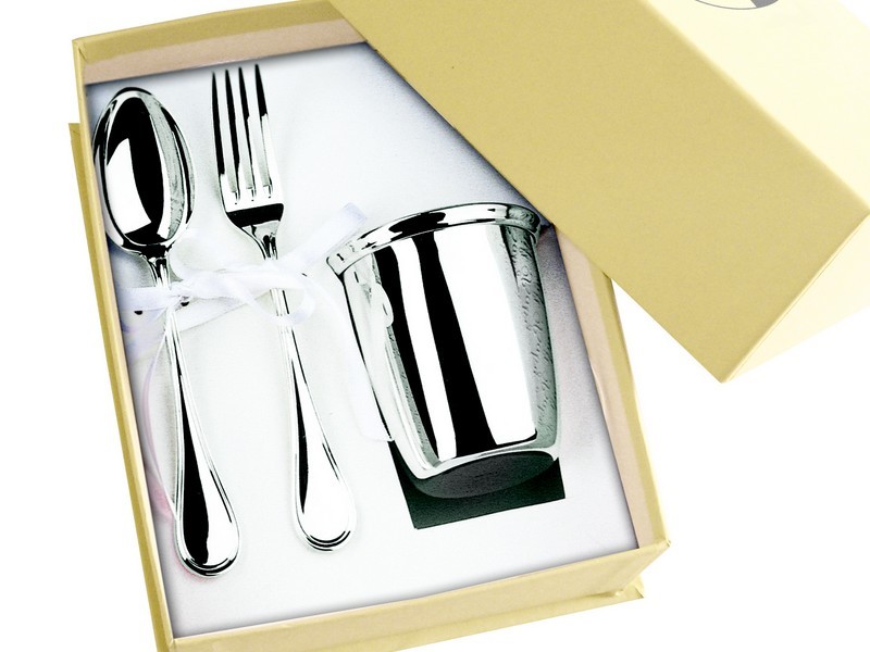 Coffret Bapteme Avec Timbale Cuillere Et Fourchette